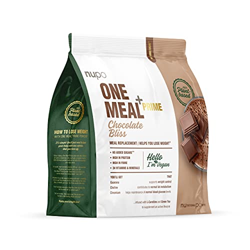 NUPO One Meal +Prime Vegan Shake – Schokolade I Nahrungsersatz-Shake zum abnehmen I Leckeres Mahlzeitersatz-Pulver für effiziente Gewichtsabnahme I 360g I Ohne Zuckerzusatz I Reich an