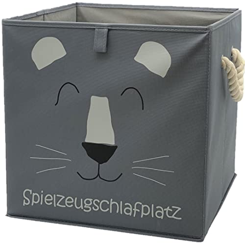 Sappralot Kids - Löwe Aufbewahrungsbox grau für Kinder und Baby, schöne praktische Spielzeugkiste für jedes Kinderzimmer, kompatibel mit IKEA Kallax Regale (33x33x33), Löwe