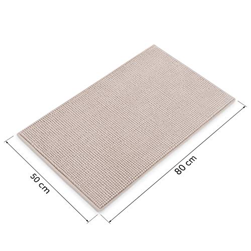 Blumtal Chenille Badezimmerteppich, Badematte rutschfest – Weicher Badvorleger, Badteppich, Oekotex Zertifiziert, 50x80 cm, Beige