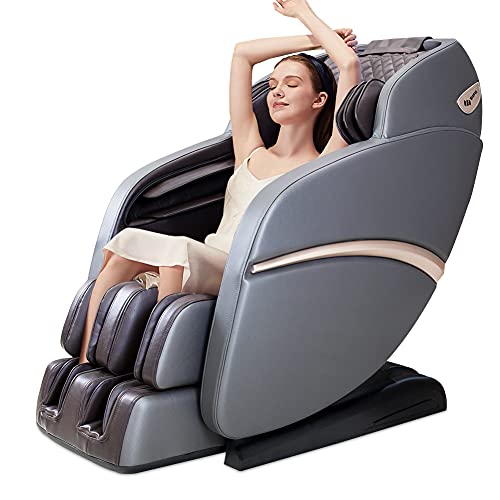 SUFUL S6 Massagesessel für den ganzen Körper,3D-Robotische Hände,Fußmassagerolle ，SL-Spur，Shiatsu-Massage ，Rückenheizung ，Bluetooth Lautsprecher ，Multifunktionaler Massagesessel （Brown Gray）