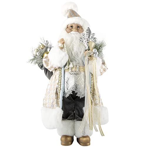 ABXMAS Weihnachtsmann Puppe für Dekoration, Handgefertigte Santa Claus Weihnachtspuppe 50cm, Neuheit Weihnachtsmannfigur Ornament für Weihnachtstisch, Party, Geschenk