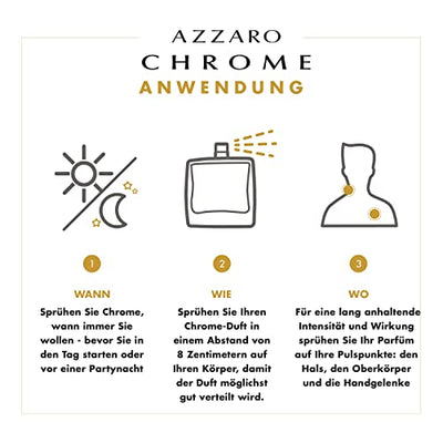 Azzaro Chrome, Parfüm für Herren, Eau de Toilette mit frischen Zitrusnoten, 50 ml