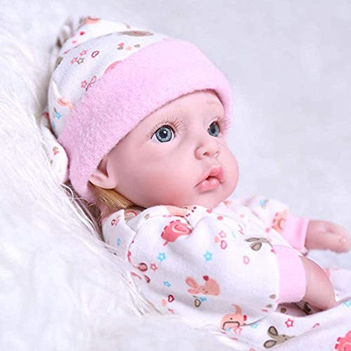 GLXLSBZ Reborn Baby-Puppe, realistische Babypuppen, 28 cm, Vollsilikon, Mini-Schlaf-Puppe, zum Baden geeignet, Spielzeug für Mädchen mit Korb, Kissen, Decken, Outfit für Kinder, Weihnachtsgeschenke