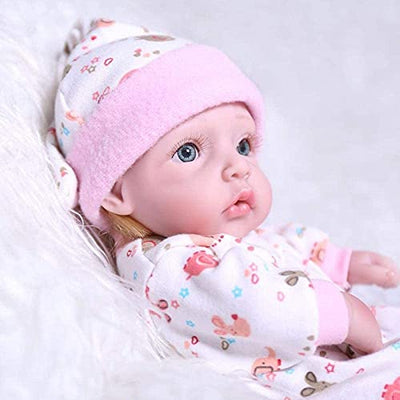 GLXLSBZ Reborn Baby-Puppe, realistische Babypuppen, 28 cm, Vollsilikon, Mini-Schlaf-Puppe, zum Baden geeignet, Spielzeug für Mädchen mit Korb, Kissen, Decken, Outfit für Kinder, Weihnachtsgeschenke