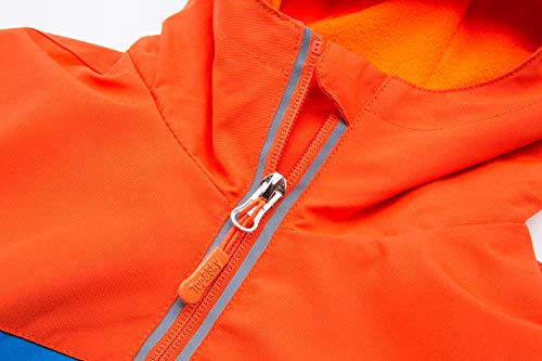 YOUNGSOUL Kinder Gefütterte Regenjacke Mädchen Outdoorjacke Übergangsjacke wasserdichte Winddichte Jacke mit Farbblock Orange DE: 110 (Herstellergröße 110)