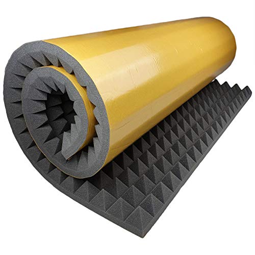 Akustikschaumstoff Selbstklebend Pyramiden Matte 100x200 x 6 cm von GMP Tech beauty of sound - Dämmung Schaumstoff zum gaming zimmer - Schallschutz wand im musikstudio - Acoustic foam - Echo absorber