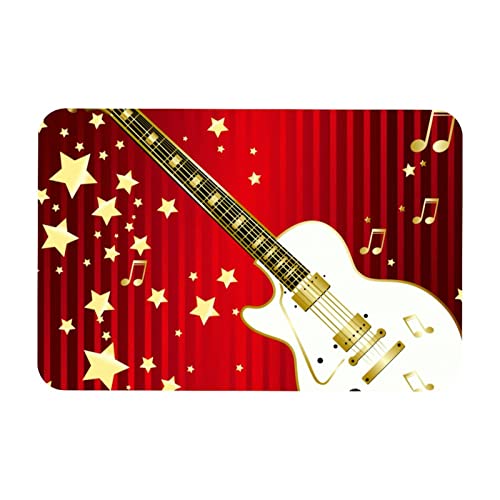 Badezimmerteppiche, saugfähige Badematten für Badezimmer, Küche, Badteppiche, Teppiche für den Innen- und Außenbereich, Gold Guitar Music Note Star