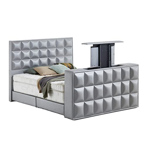 Moebella Magic-Media Boxspringbett 200x200 mit Matratze, 7-Zonen Taschenfederkern, Samt, Bett 200x200, Betten, unterschiedliche Größen (Boxspringbett 180x200 mit Matratze, Bett 160x200,140x200(