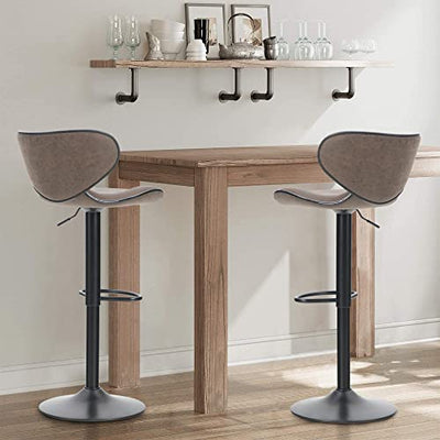 Best Villa 2er Set Barstuhl Höhenverstellbar Drehbar Barhocker aus PU-Leder mit Rückenlehne Fußstütze, Stylisch Tresenhocker Ergonomisch Küchenstühle Dining Chairs für Bar Küche Zuhause