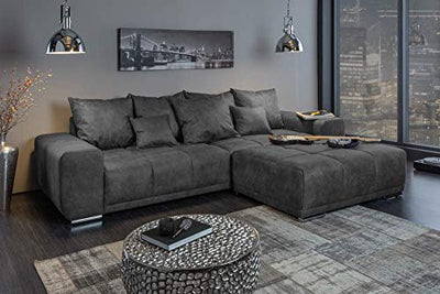 riess-ambiente.de Extravagantes XXL Sofa ELEGANCIA 280cm grau inkl. Kissen Bigsofa Große Polstercouch Wohnlandschaft