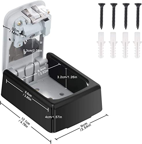 ZHEGE Schlüsseltresor mit Zahlencode, 4-stellig Schlüsselbox mit Code, Schlüsselsafe aussen, Schlüsselkasten außenbereich für hausschlüssel versteck (Schwarz)