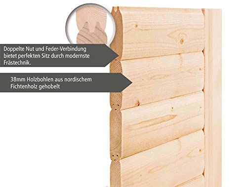 FinnTherm Saunahaus Asana aus Holz Gartensauna mit 38 mm Wandstärke Sauna Außensauna Pultdach