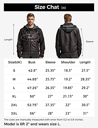 Wantdo Herren Lederjacke Lederjacke Hellbraun Lederjacke Winter Gefüttert Jaket für Dunkelkaffee-Verdicken S