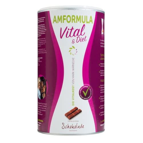 AMFORMULA® Vital & Diet Schokolade 490g I Vollwertiger Mahlzeitenersatz Shake mit präbiotischen Ballaststoffen I Nährstoff- & Proteinreich I Diät Shakes zum Abnehmen I Vital Drink