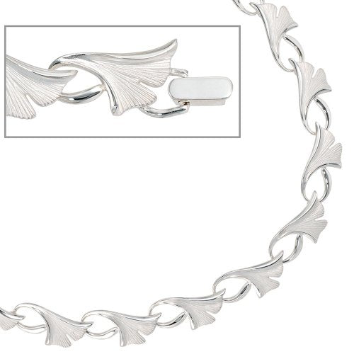 Schmuck Damen Halskette Kette Collier GINKO teilmattiert ca. 47 cm lang 925 Silber