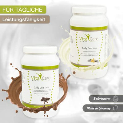 Daily One Protein-Shake Vanille 630g - Whey-Proteinpulver mit Flohsamenschalenpulver von VitaCare