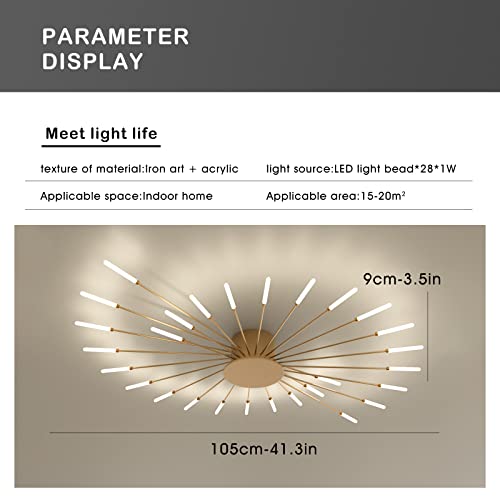 Moderne LED-Deckenleuchte, 42 Köpfe, goldene Unterputz-Deckenleuchte, Acryl-Lampenschirm-Kronleuchter, für Kinderzimmer, Schlafzimmer, Wohnzimmer, 4000 K neutrales Blumenform-Licht