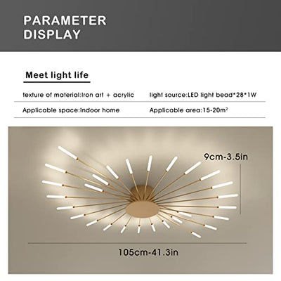 Moderne LED-Deckenleuchte, 42 Köpfe, goldene Unterputz-Deckenleuchte, Acryl-Lampenschirm-Kronleuchter, für Kinderzimmer, Schlafzimmer, Wohnzimmer, 4000 K neutrales Blumenform-Licht