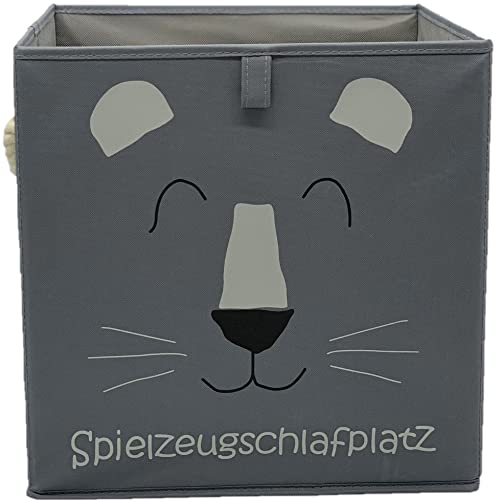 Sappralot Kids - Löwe Aufbewahrungsbox grau für Kinder und Baby, schöne praktische Spielzeugkiste für jedes Kinderzimmer, kompatibel mit IKEA Kallax Regale (33x33x33), Löwe