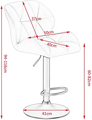 WOLTU® Barhocker BH287gr-2 2er Set Barstuhl Tresenhocker Bistrohocker Designer Hocker mit Rückenlehne, höhenverstellbar, drehbar, Kunstleder Stahl, Grau