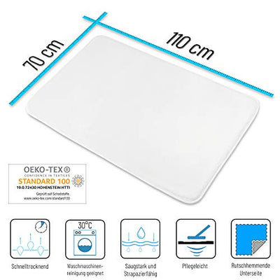 Sanilo Badteppich I viele schöne Badematten zur Auswahl I Badvorleger sehr weich und rutschfest I waschbar und schnelltrocknend (Blatt, 70 x 110 cm)