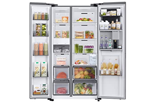 Samsung RH69B8021S9/EG Side-by-Side Kühlschrank, 178 cm, 645 ℓ, Beverage Center, Dual Ice Maker, Twin Cooling+, No Frost+, 4,5 ℓ Wassertank, Edelstahl Look