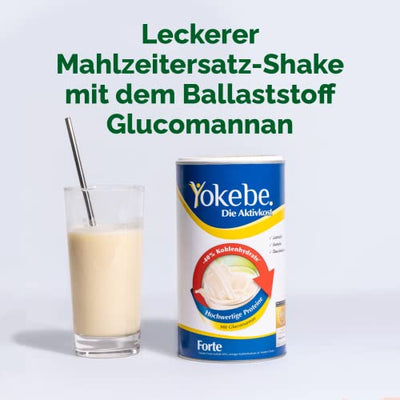 Yokebe Forte - Die Aktivkost - Diätshake zur Gewichtsabnahme - glutenfrei, laktosefrei und vegetarisch - Kalorienarmer Diät-Drink mit Proteinen - 500 g = 10 Portionen