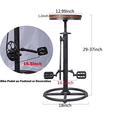 Industrieller Barhocker, drehbar, Vintage-Stil, Kaffee, Esszimmer, Stuhl, Fahrradpedal, Fußstütze, extra hoch, höhenverstellbar 73,7–94 cm, 2 Stück