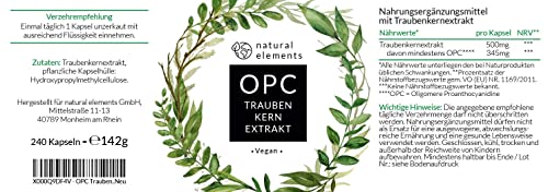 OPC Traubenkernextrakt - 240 Kapseln für 8 Monate - Laborgeprüftes OPC aus europäischen Weintrauben