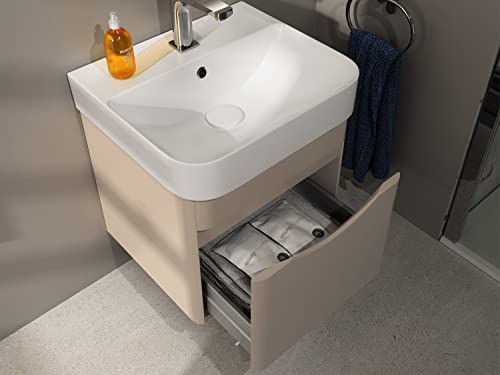 Aqua Bagno | Badmöbel Set Piccolo 2.0, Waschtisch mit Unterschrank, Badezimmerschrank, aus Keramik | Cappucino | 48cm