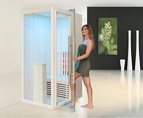 Infrarotkabine WELCON® Easytherm Solo - Sauna für eine Person - Tür rechts oder links wählbar (Tür bei Draufsicht in die rechte Seitenwand integriert - (wie Abbildung))