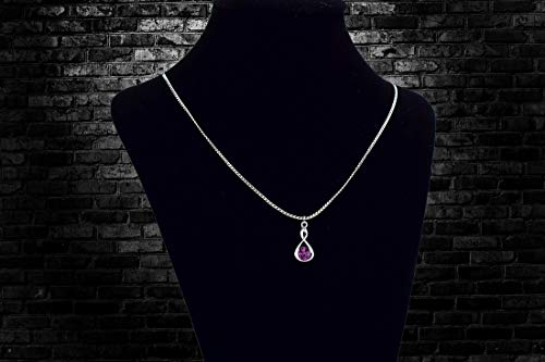 Ohrringe Silber 925 Hängend - Kette Damen mit Anhänger - Schmuck Set für Sie - mit Kristallen - Halskette Damen Silber 925 - elegante Ohrringe Hängend - Silber Kette - Unendlichkeit (Amethyst)