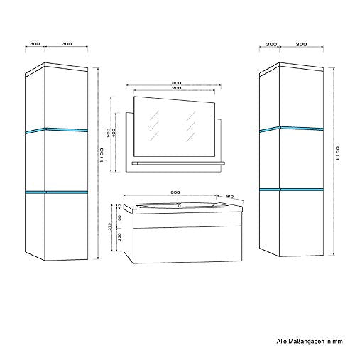 HOME DELUXE - Badmöbel-Set - WANGEROOGE Big Weiß - X-Large - inkl. Waschbecken und komplettem Zubehör - Breite Waschbecken: ca. 80 cm | Badezimmermöbel Waschtisch Badmöbelset