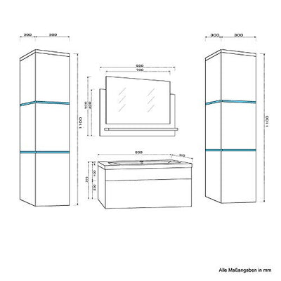 HOME DELUXE - Badmöbel-Set - WANGEROOGE Big Weiß - X-Large - inkl. Waschbecken und komplettem Zubehör - Breite Waschbecken: ca. 80 cm | Badezimmermöbel Waschtisch Badmöbelset