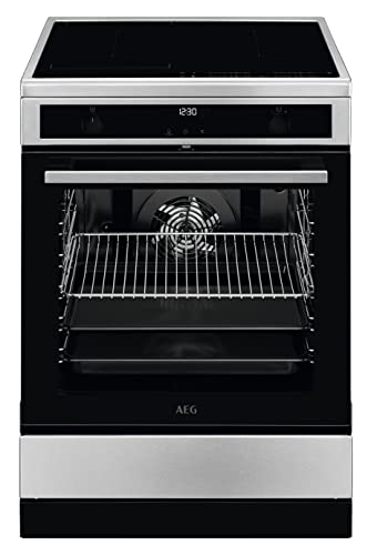 AEG CIB6470APM 60 cm Standherd mit Induktions-Kochfeld / Hob²Hood / Pyrolyse – Selbstreinigung / SoftClosing / Touch-Bedienung / Grillfunktion / Display mit Uhr / Kindersicherung / A+