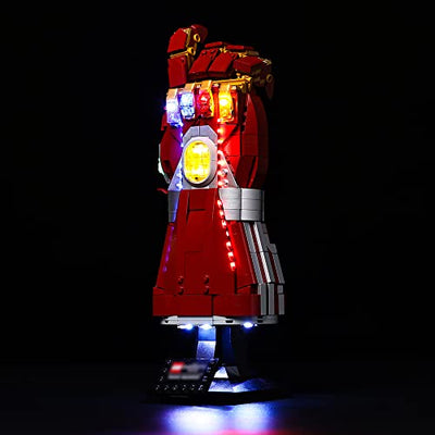 Kyglaring LED Beleuchtung Kit Entwickelt für LEGO Nano Gauntlet 76223 (kein Modell) und Lichter Set Kompatibel mit Replica Iron Man Gauntlet Modellbauset - Ohne Lego Set (RC Sound Version)