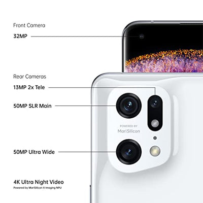 OPPO Find X5 Pro 5G Smartphone, Snapdragon 8 Gen 1, 6,7 Zoll AMOLED WQHD+ 120Hz, 50MP Dual Primärkameras, 4K Ultra Night Video, 12GB + 256GB, 5000mAh 80W Supervooc, IP68 [UK Version], Keramik Weiß