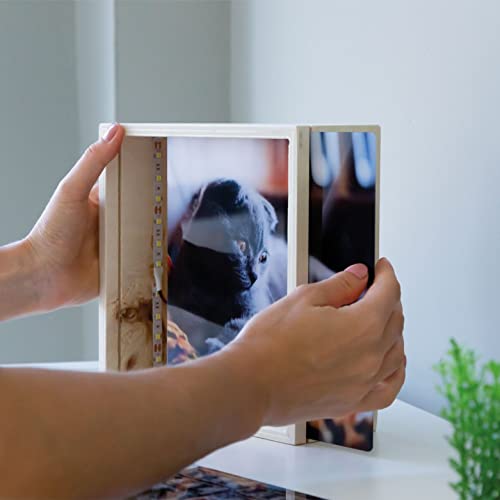 Echtglasbild personalisieren – Foto + Text selbst gestalten | bruchsicheres Glas in brillanter Fotoqualität | Fotogeschenk Sunnywall® + Geschenkkarte mit LED Leuchtbox, 20 cm x 20 cm