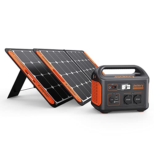 Jackery Solargenerator 1000, 1002WH Tragbare Powerstation mit 2* SolarSaga 100W Solarpanels, 2*230V 1000W AC Steckdose mobile Stromversorgung für Wohnmobil Outdoor, Heimwerken und als Notstromaggregat