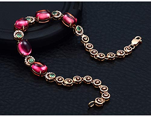 ANAZOZ Echtschmuck Armband Damen 18 Karat / 750 Rosegold Oval 7.74Ct Turmalin Rot Charm-Armbänder mit Diamant Schmuck für Frauen