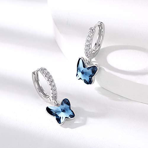 Schmetterling Creolen Ohrringe Mädchen 925 Sterling Silber Schmetterling Kleine Creolen Hängend Ohrringe Schmetterling Schmuck für Damen Kinder