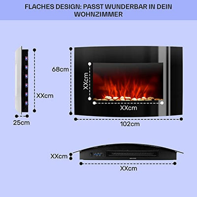 Klarstein Elektrokamin, Elektro Heizungen für Wohnzimmer & Innenräume, Elektrischer Kamin mit LED Flammen & App-Control, Freistehender Kamin, Heizlüfter mit Timer, Thermostat, Heizung 1900 W