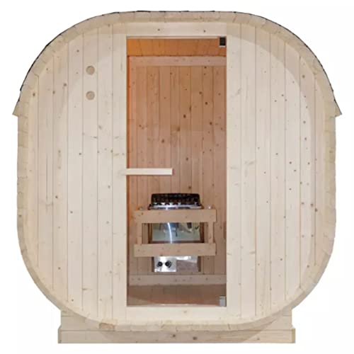 HORI® Moderne Fasssauna Gartensauna inkl. Ofen & Saunasteine | 4,5 kW Ofen I 2 Personen