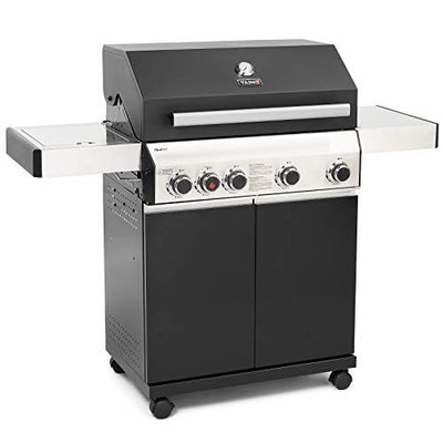 TAINO BLACK 4+1 Gasgrill Set inkl. Grillbesteckkoffer Power-Zone Sear-Burner Keramik-Brenner BBQ Grillwagen Griller Gusseisen Seitenkocher Piezozündung