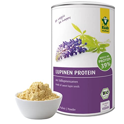 Raab Vitalfood Bio Lupinen Protein I Veganes Protein-Pulver mit 39% pflanzlichem Eiweiß & allen 8 essentiellen Fettsäuren I Ideal für Protein-Shakes, Smoothies, Bowls & zum Backen I Made in Germany