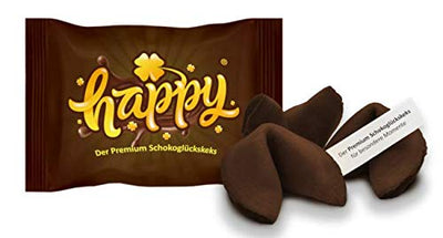 Happy Birthday, Happy Schokoglückskeks, vegan, in einer 10er Box, mit inspirierenden Botschaften (1 Box = 10 Glueckskekse à 6g)