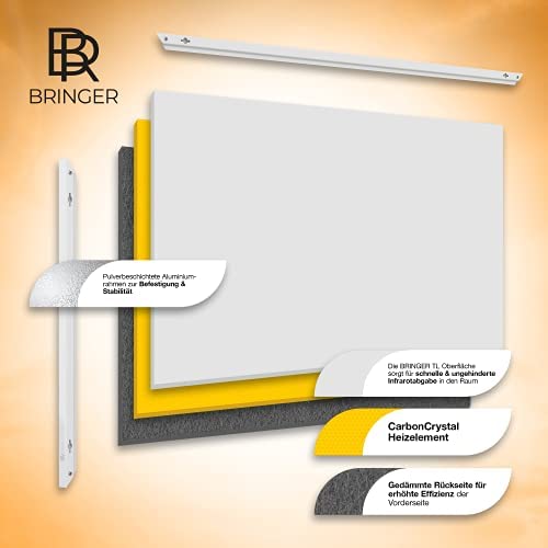 Bringer Infrarotheizung - Infrarot Elektroheizung mit Überhitzungsschutz - CarbonCrystal Heizelement - neuste Technologie (300 Watt, Heizplatte und Thermostat mit Fernbedienung (BRTF))