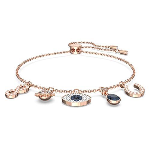 Swarovski Symbolic Armband, Unendlichzeichen, Augensymbol und Hufeisen, Blau, Roségold-Legierungsschicht