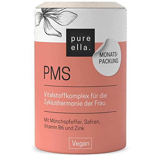 Pure Ella Vitalstoffkomplex für Frauen - Enthält Mönchspfeffer, Frauenmantel, Safran, Vitamin C, B6 & Zink - Für die Zeit vor der Menstruation - Natürlich, hormonfrei, vegan - 60 Kapseln