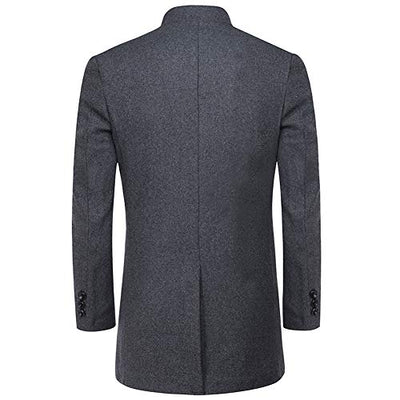 YOUTHUP Herren Mantenl Slim Fit Winter Wollmantel Dicker Langer Übergangsmantel Frühling Lässiger Wintermantel, Grau (Stil 2), M